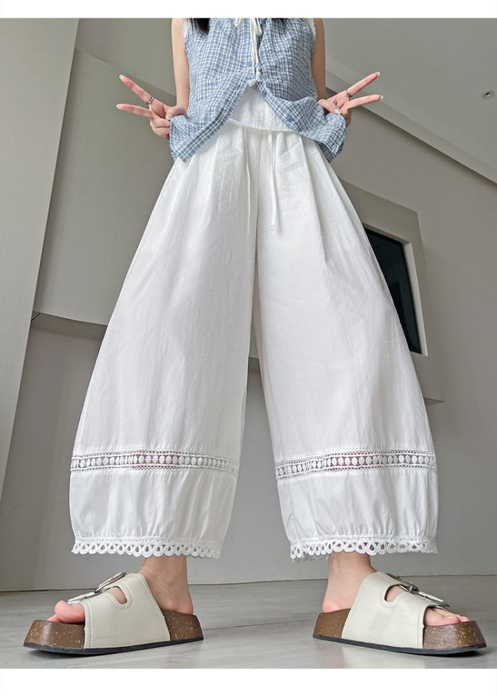 Elastic Waist Pocket Wide Leg Pants Casual Commute and Vacation Trips