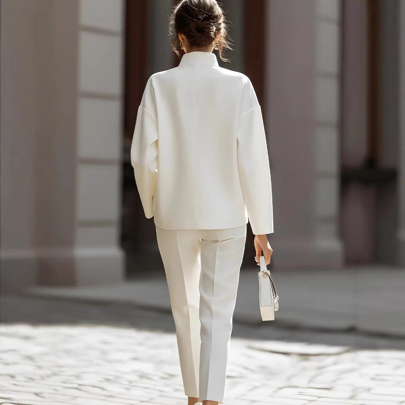 Spring Urban Commute Lapel Pocket Casual Suit for Daily Work and Weekend Outings
