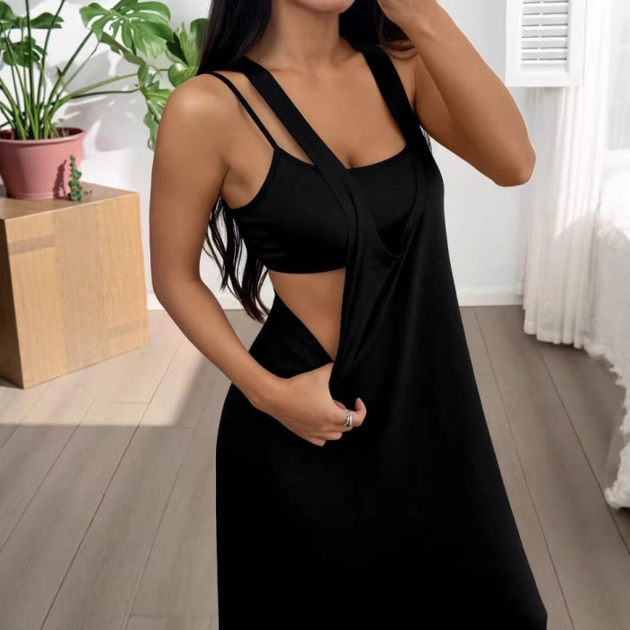 Y2K Backless Sleeveless Slim Maxi Dress Two Piece Set | Elegant Women Party Outfit