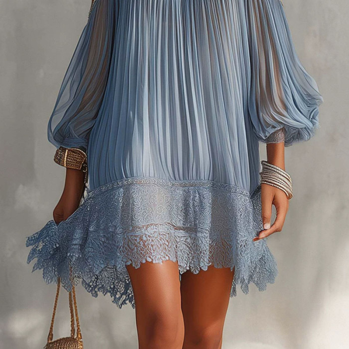 Sheer Halter Pleated Mini Dress | Beach Vacation Boho Women Sundress
