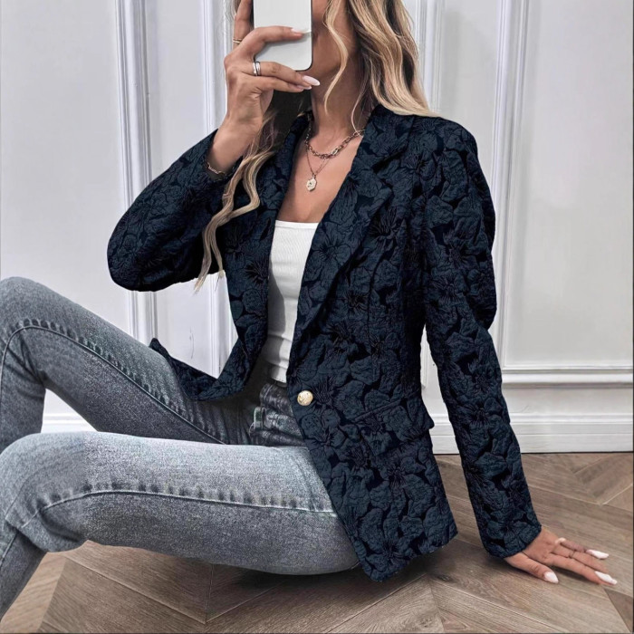 Retro Lily Jacquard Slim Fit Short Coat | Women Spring Cross-border Outerwear