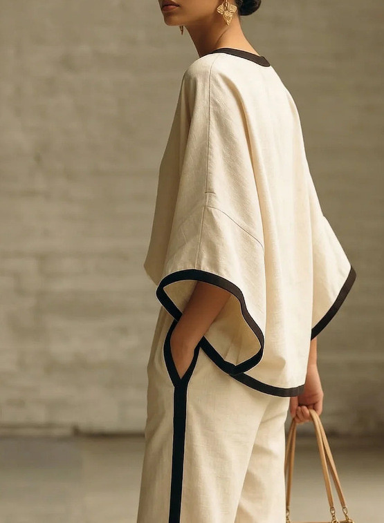 Loose Blouse & Wide Leg Trousers Two Piece Matching Set | Women Summer Casual Daily Outfit
