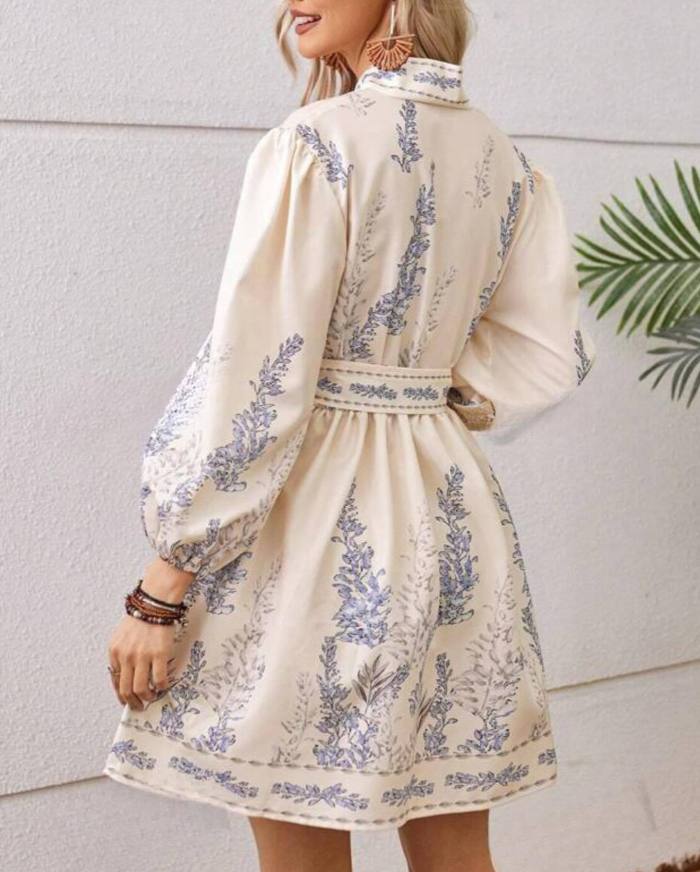 Long Sleeve Floral V Neck Midi Dress Boho Style | Daily & Party Women Dress