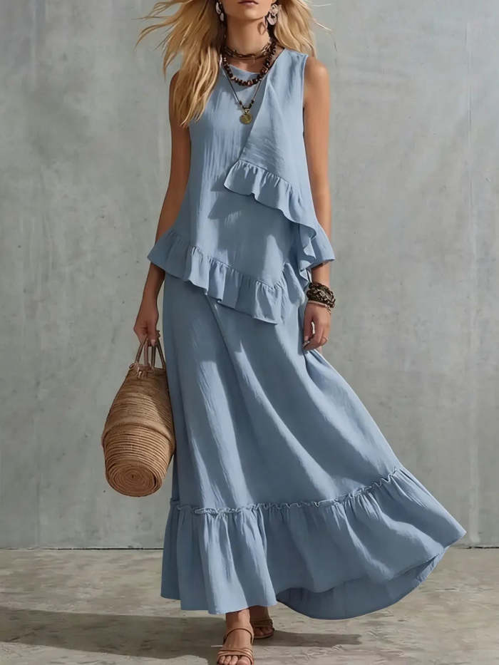 Irregular Lace Cotton Linen Skirt Two Piece Set | Women Casual Vacation Outfit