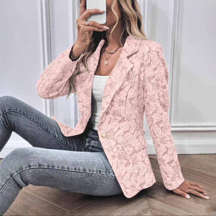 Retro Lily Jacquard Slim Fit Short Coat | Women Spring Cross-border Outerwear