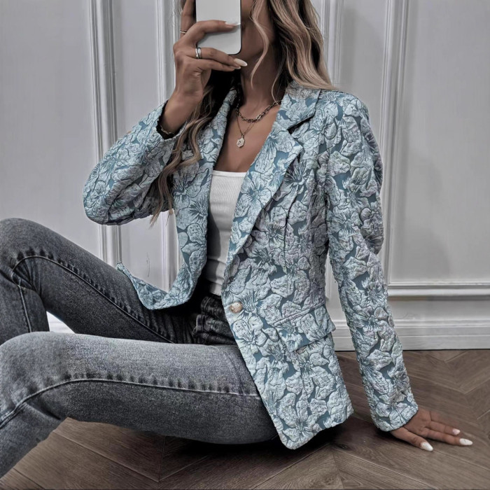 Retro Lily Jacquard Slim Fit Short Coat | Women Spring Cross-border Outerwear
