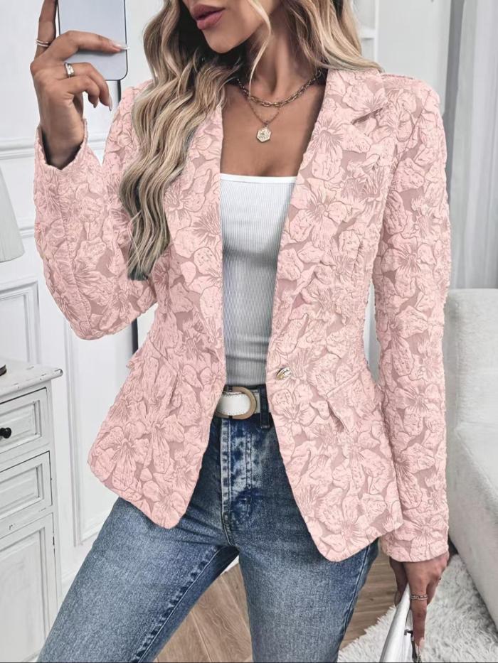 Retro Lily Jacquard Slim Fit Short Coat | Women Spring Cross-border Outerwear