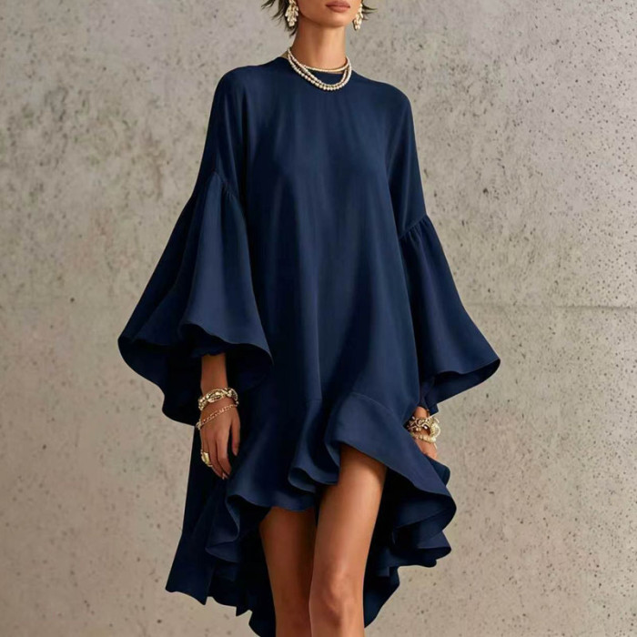 Loose Flowy Ruffle Hem Summer Holiday Dress for Sunset Dinners and Casual Dates