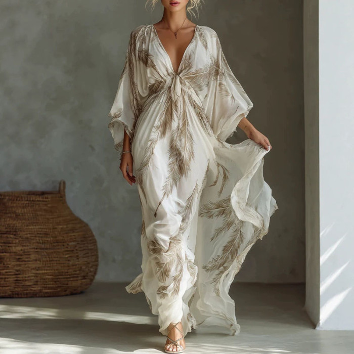 Elegant Deep V Twist Front Maxi Dress for Weekend Outings and Small Friend Gatherings