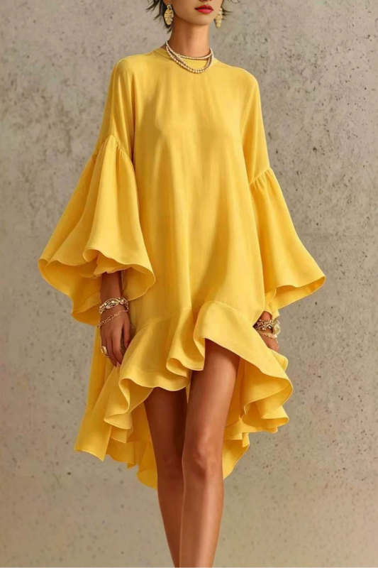 Loose Flowy Ruffle Hem Summer Holiday Dress for Sunset Dinners and Casual Dates