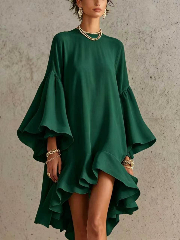 Loose Flowy Ruffle Hem Summer Holiday Dress for Sunset Dinners and Casual Dates