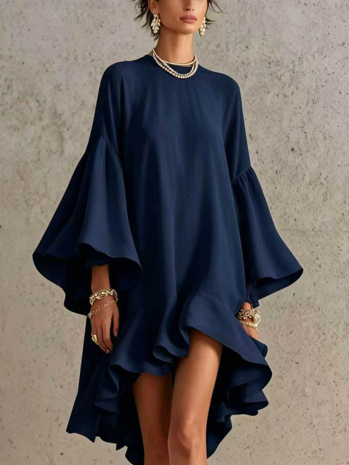 Loose Flowy Ruffle Hem Summer Holiday Dress for Sunset Dinners and Casual Dates