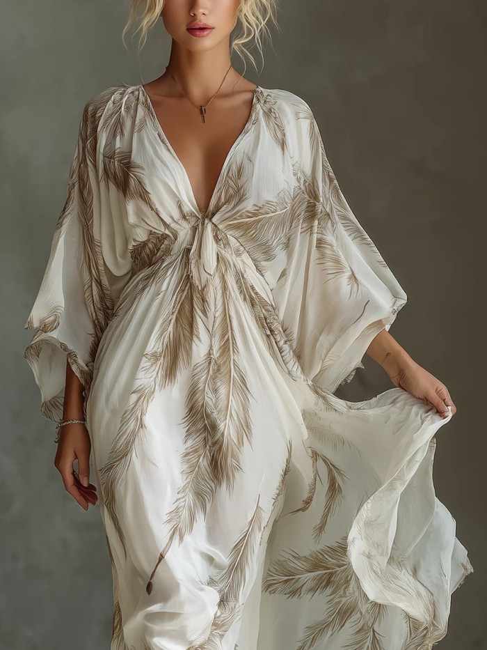 Elegant Deep V Twist Front Maxi Dress for Weekend Outings and Small Friend Gatherings