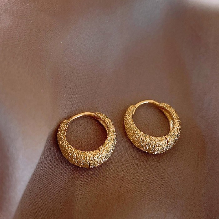 Minimalist Frosted Plain Hoop Earrings for Daily Commute and Holiday Gifting