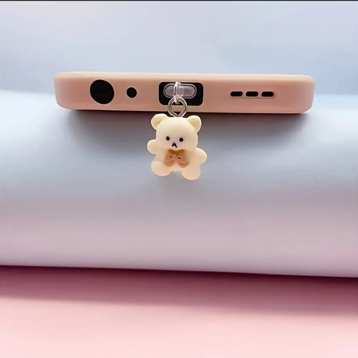 Cute Bear Universal Phone Dust Plug for Daily Use and Outdoor Travel