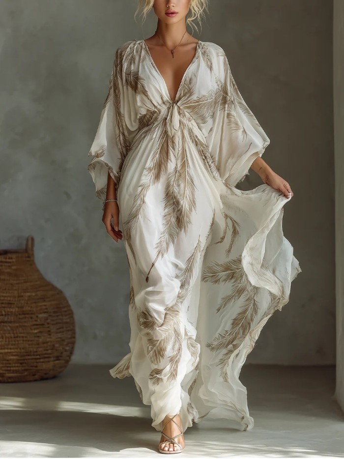 Elegant Deep V Twist Front Maxi Dress for Weekend Outings and Small Friend Gatherings