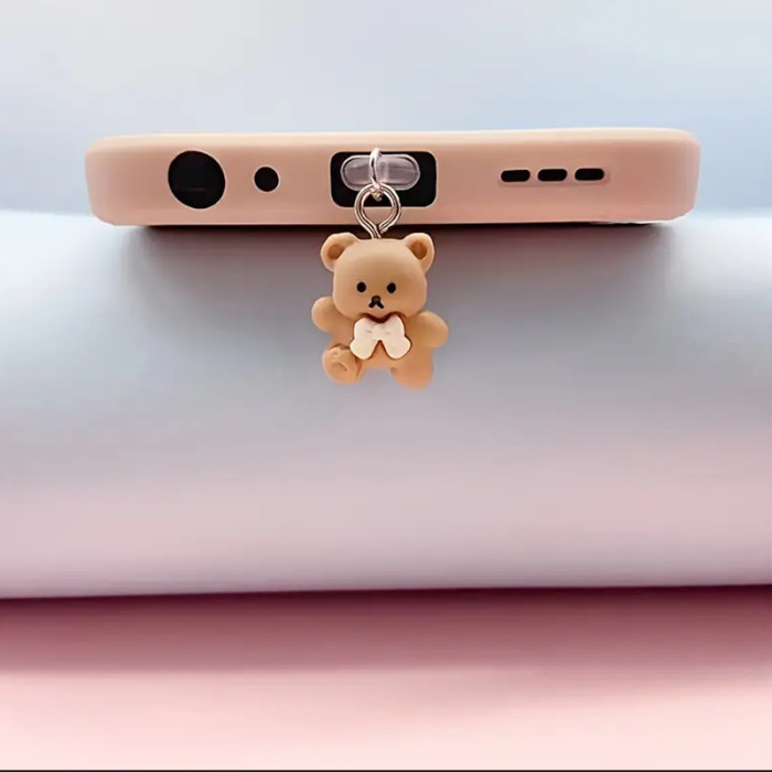 Cute Bear Universal Phone Dust Plug for Daily Use and Outdoor Travel