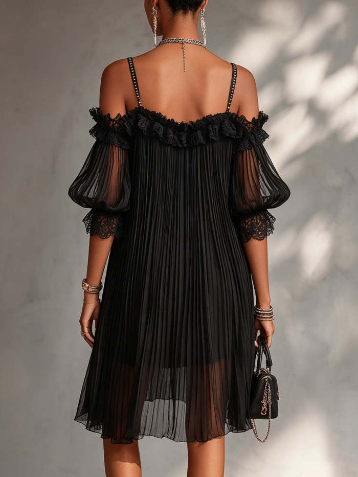 ✨Off Shoulder Lace Ruffle A Line Dress | Party & Dating Elegant Women Dress