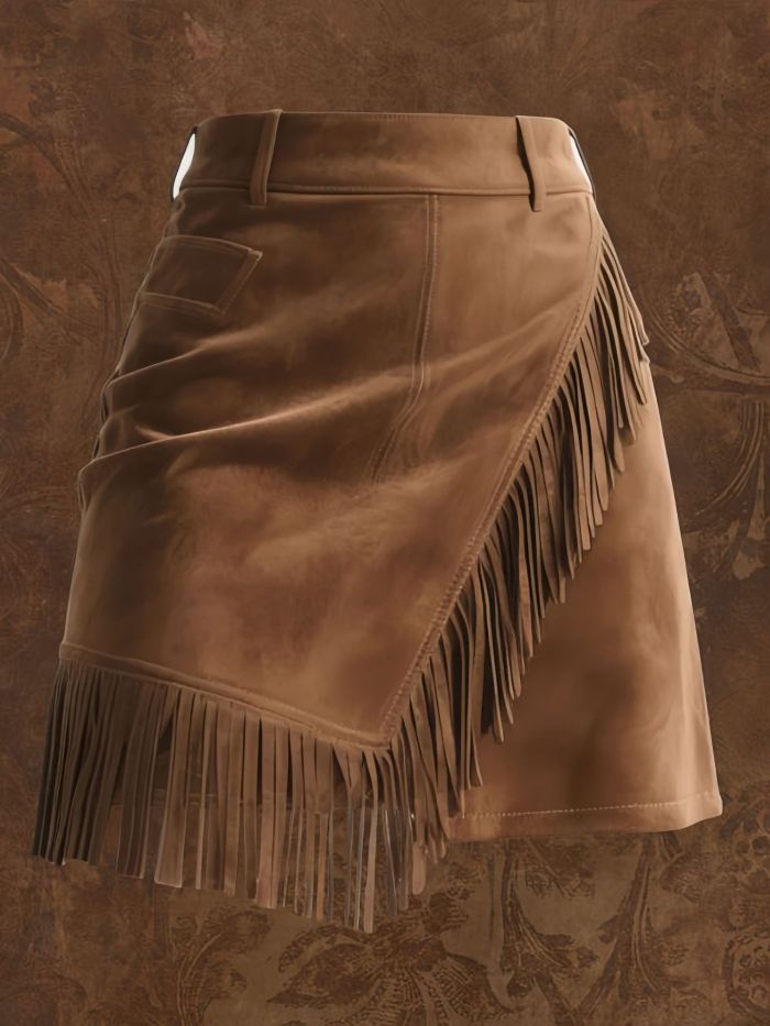 Retro Asymmetrical Tassel Bodycon Mini Skirt | Daily Casual Women Short Skirt