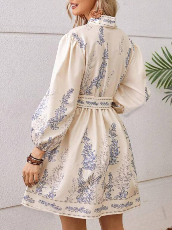 Long Sleeve Floral V Neck Midi Dress Boho Style | Daily & Party Women Dress