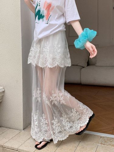 Retro Spliced Mesh Lace A Line Skirt | Summer Daily Youthful Women Skirt