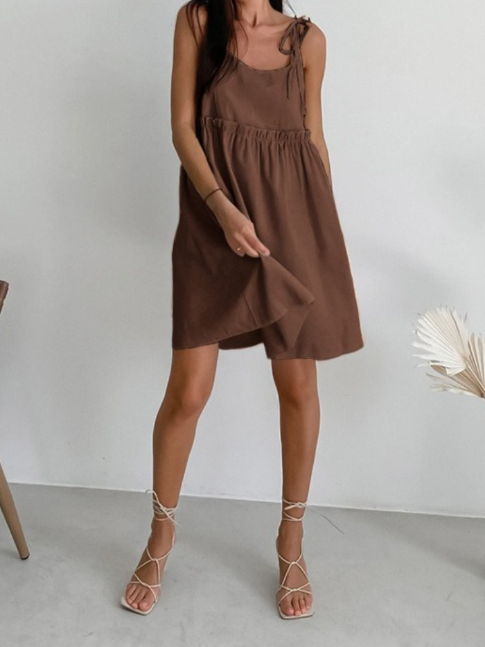 Cotton Linen Suspender Dress | Breathable Summer Women Casual Dress