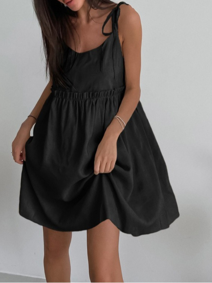 Cotton Linen Suspender Dress | Breathable Summer Women Casual Dress