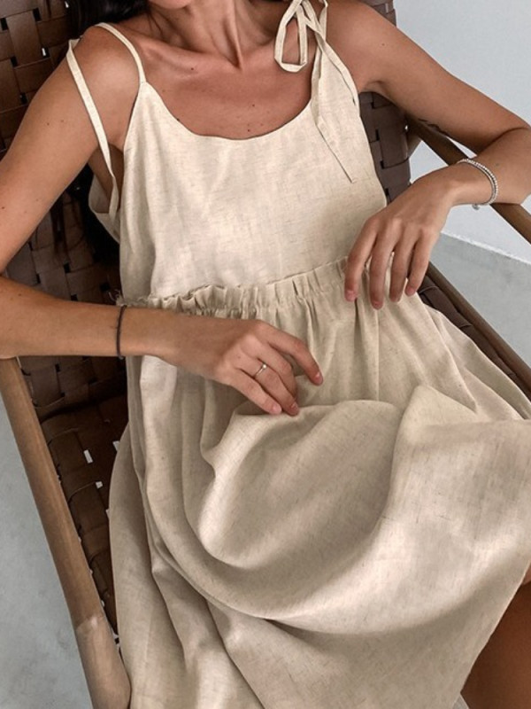 Cotton Linen Suspender Dress | Breathable Summer Women Casual Dress