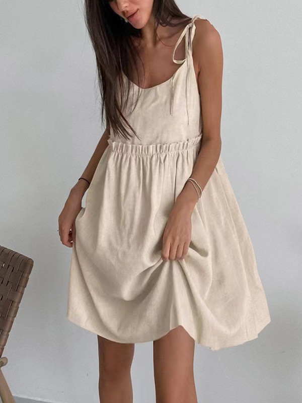 Cotton Linen Suspender Dress | Breathable Summer Women Casual Dress