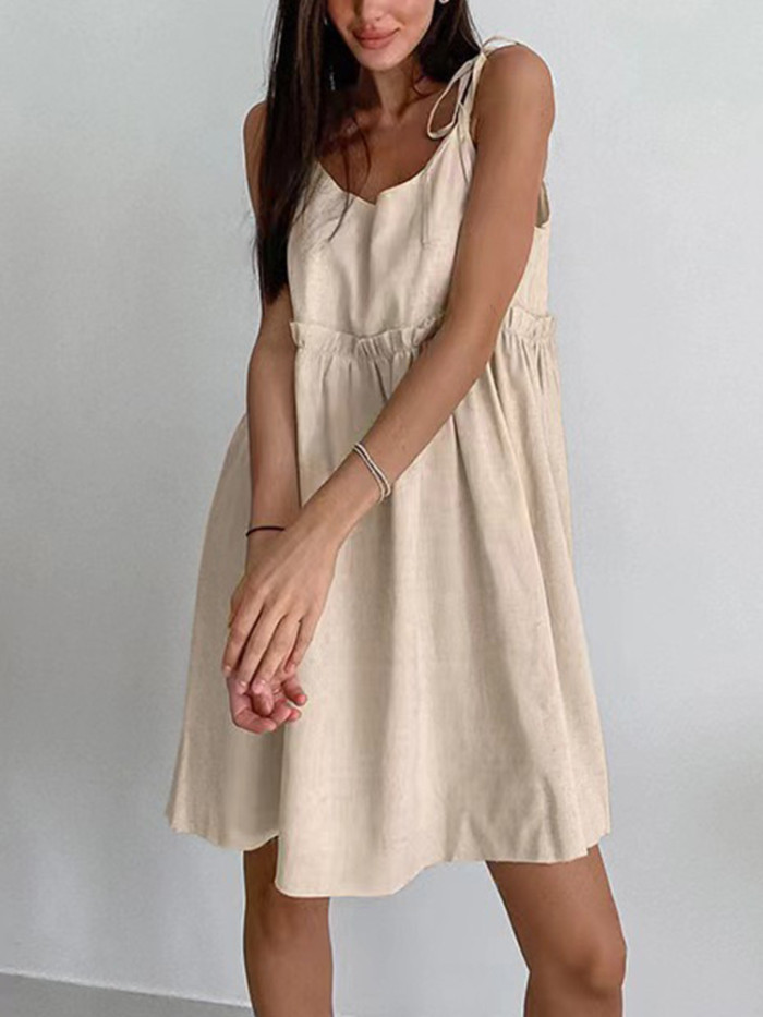 Cotton Linen Suspender Dress | Breathable Summer Women Casual Dress
