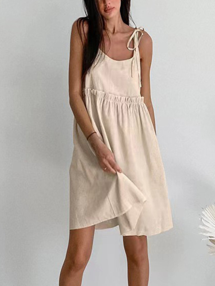 Cotton Linen Suspender Dress | Breathable Summer Women Casual Dress