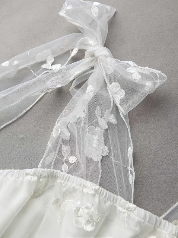 Fairy White Sleeveless Draped Tea-Length A-Line Princess Gown | Elegant Dress For Birthday Parties