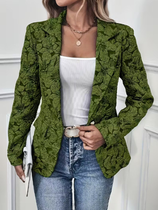 Retro Lily Jacquard Slim Fit Short Coat | Women Spring Cross-border Outerwear