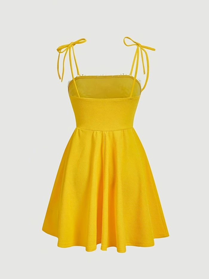 Spaghetti Strap Embroidered Slim A-Line Dress | Women Summer Daily & Vacation Outfit