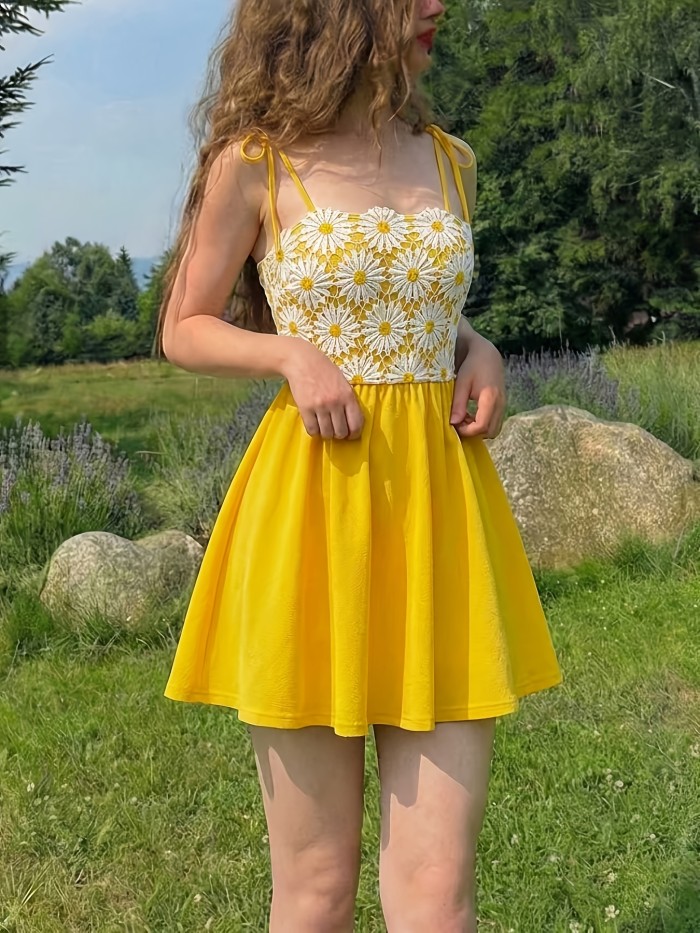 Spaghetti Strap Embroidered Slim A-Line Dress | Women Summer Daily & Vacation Outfit