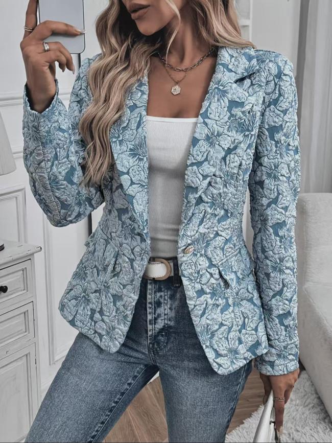 Retro Lily Jacquard Slim Fit Short Coat | Women Spring Cross-border Outerwear