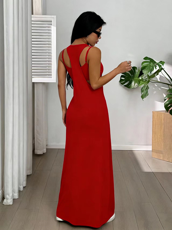 Y2K Backless Sleeveless Slim Maxi Dress Two Piece Set | Elegant Women Party Outfit