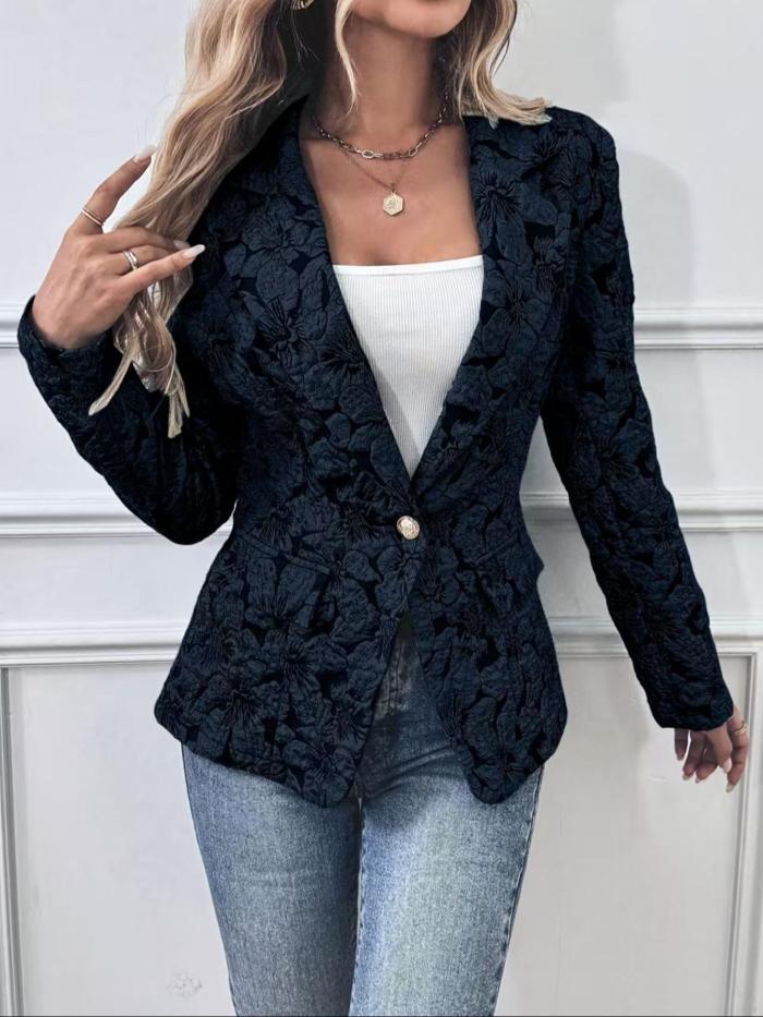Retro Lily Jacquard Slim Fit Short Coat | Women Spring Cross-border Outerwear