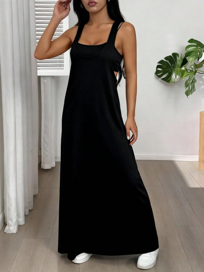 Y2K Backless Sleeveless Slim Maxi Dress Two Piece Set | Elegant Women Party Outfit