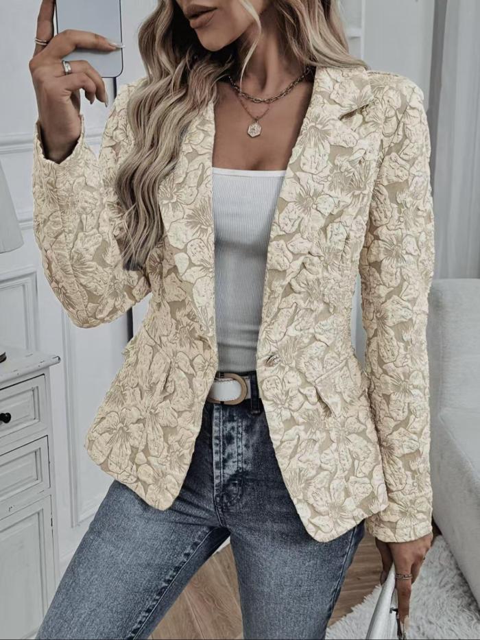 Retro Lily Jacquard Slim Fit Short Coat | Women Spring Cross-border Outerwear