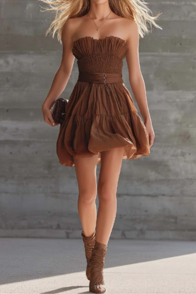 Strapless Sleeveless Mini Dress | Simple Versatile Women Daily & Party Outfit