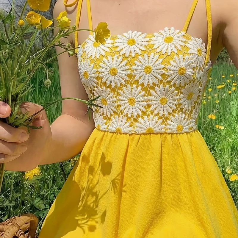 Spaghetti Strap Embroidered Slim A-Line Dress | Women Summer Daily & Vacation Outfit