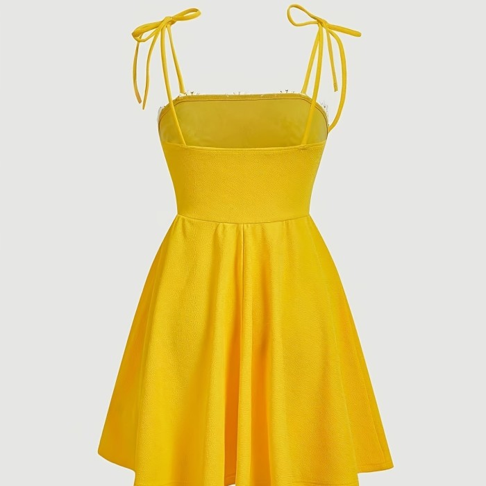 Spaghetti Strap Embroidered Slim A-Line Dress | Women Summer Daily & Vacation Outfit