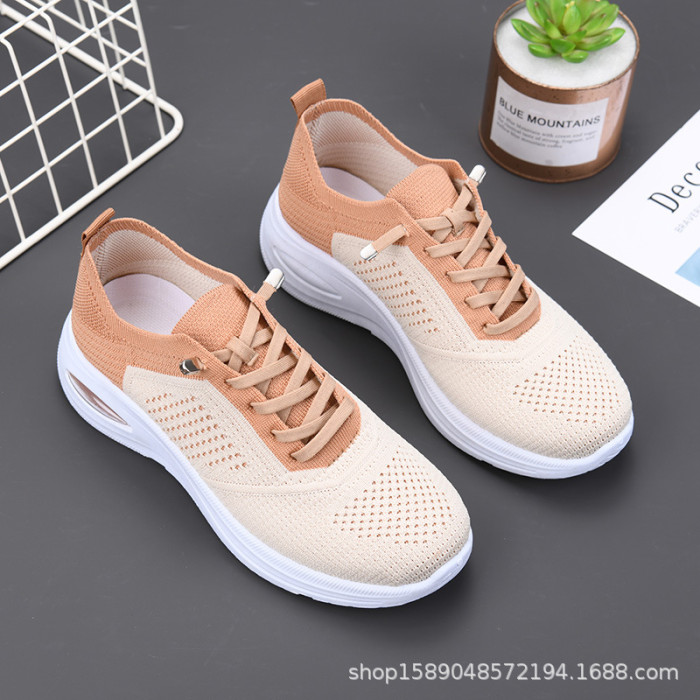 Low Top Lace Up Sock Style Soft Sole Sports Shoes For Women Spring Summer Autumn Daily Wear