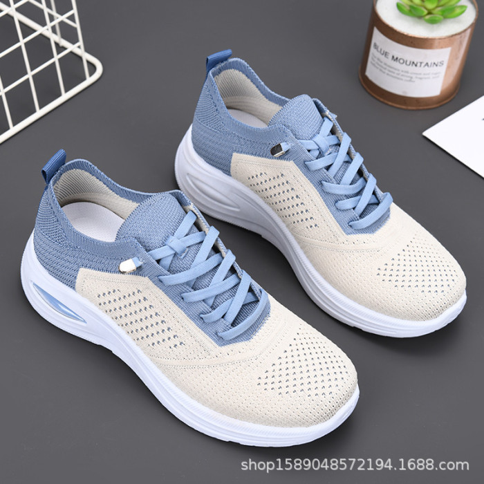 Low Top Lace Up Sock Style Soft Sole Sports Shoes For Women Spring Summer Autumn Daily Wear
