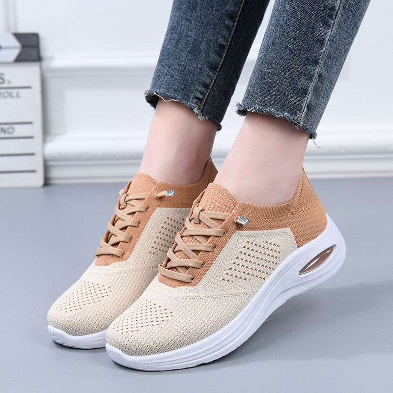 Low Top Lace Up Sock Style Soft Sole Sports Shoes For Women Spring Summer Autumn Daily Wear