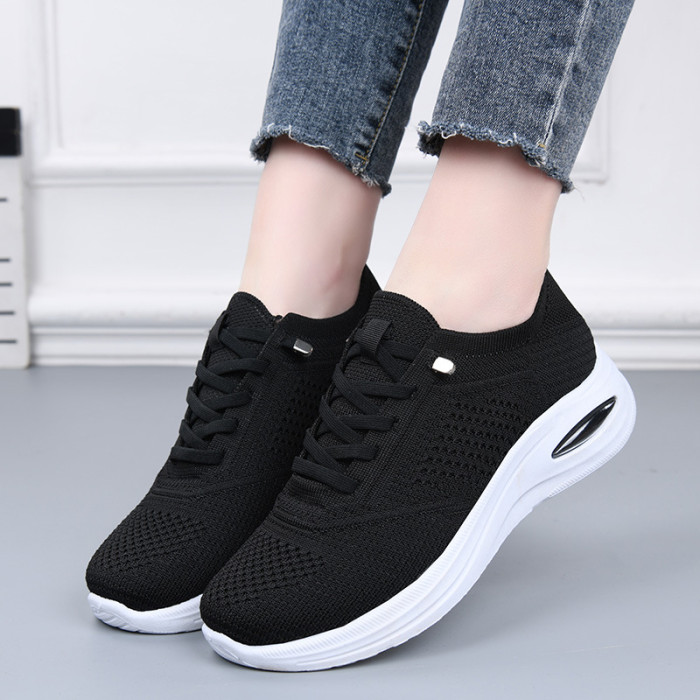Low Top Lace Up Sock Style Soft Sole Sports Shoes For Women Spring Summer Autumn Daily Wear