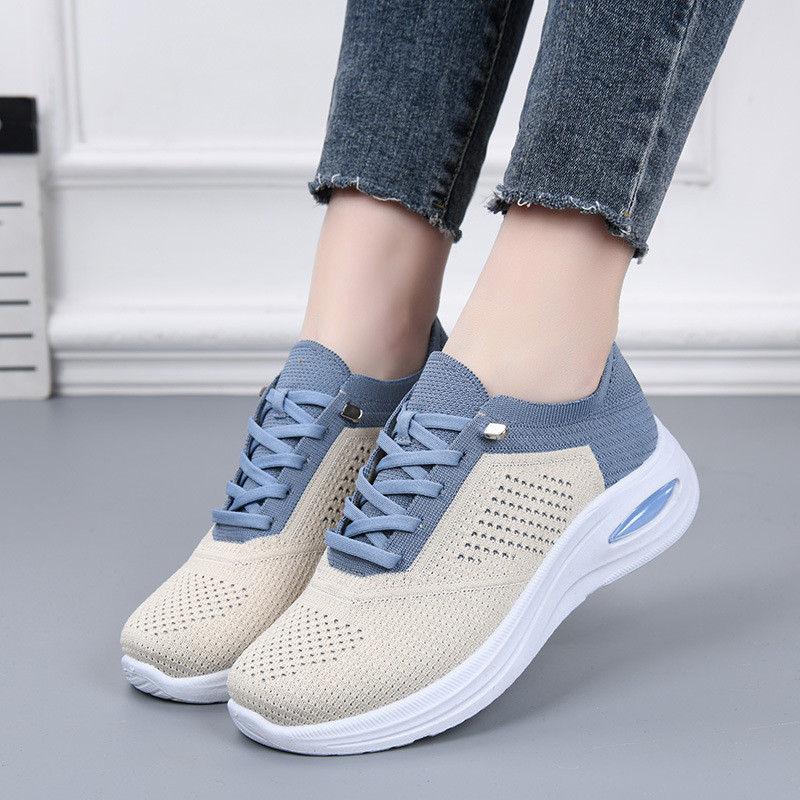 Low Top Lace Up Sock Style Soft Sole Sports Shoes For Women Spring Summer Autumn Daily Wear