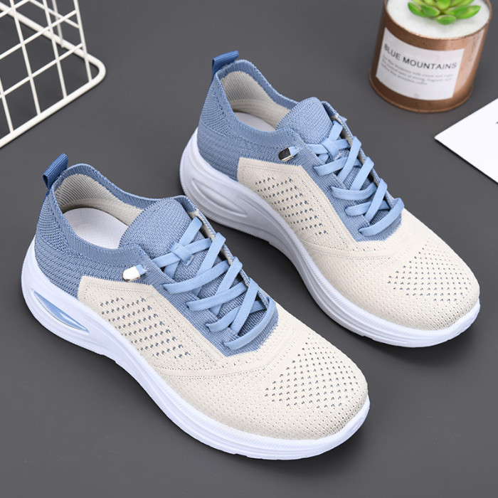 Low Top Lace Up Sock Style Soft Sole Sports Shoes For Women Spring Summer Autumn Daily Wear