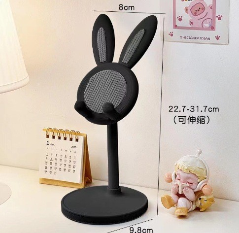 Cute Pink Floral Easter Bunny Phone Stand With Bow for Home Office Desktop Decor